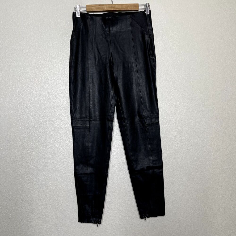 Zara Pants Size Small Faux Leather Black Moto Tapered Tight Biker Elastic Waist